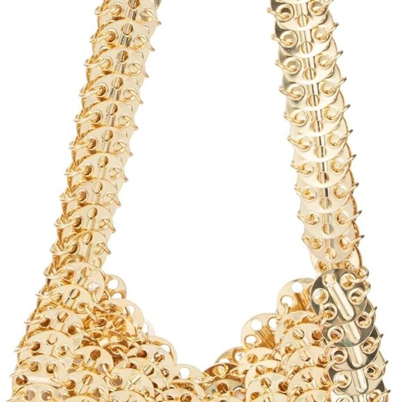 Gold Hollow Out Metal Disc Handbag Metallic Purse Evening Bag for Wedding Party - Picture 1 of 5